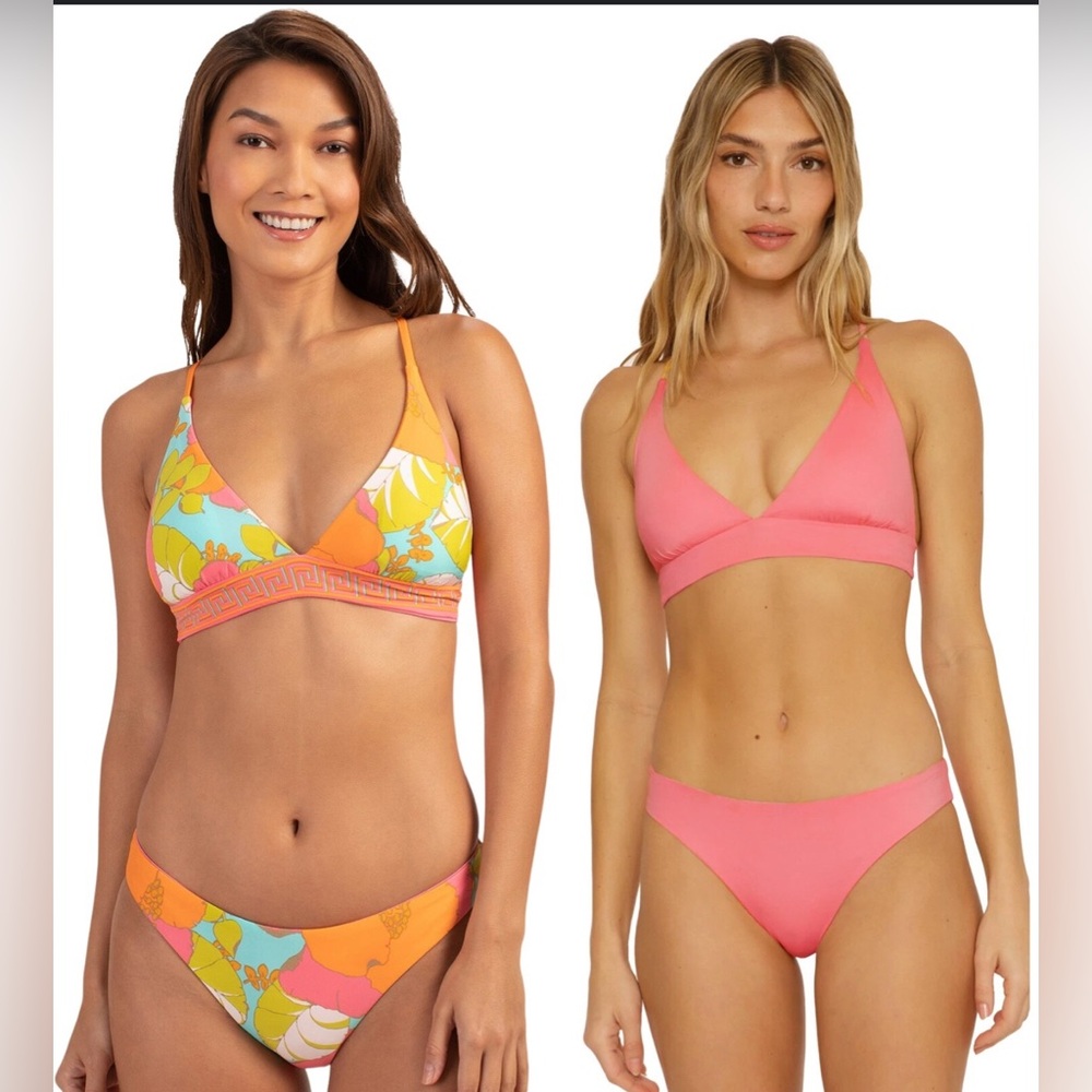 Trina Turk Playa De Flor Reversible Set - Bikini top w/matching bottom $156 NWT